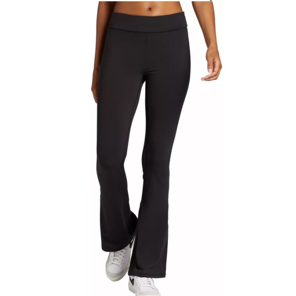 DSG women’s leggings black flare straight leg foldover momentum stretch waist